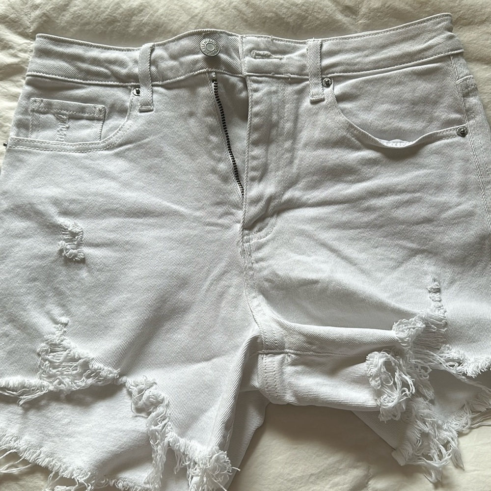 White jean shorts worn ONCE!